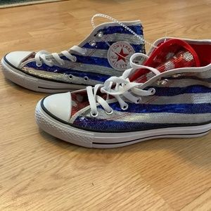 Converse American flag sequins size 8
